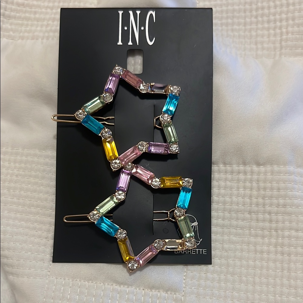INC International Concepts Multicolor Crystal Hair Barrettes